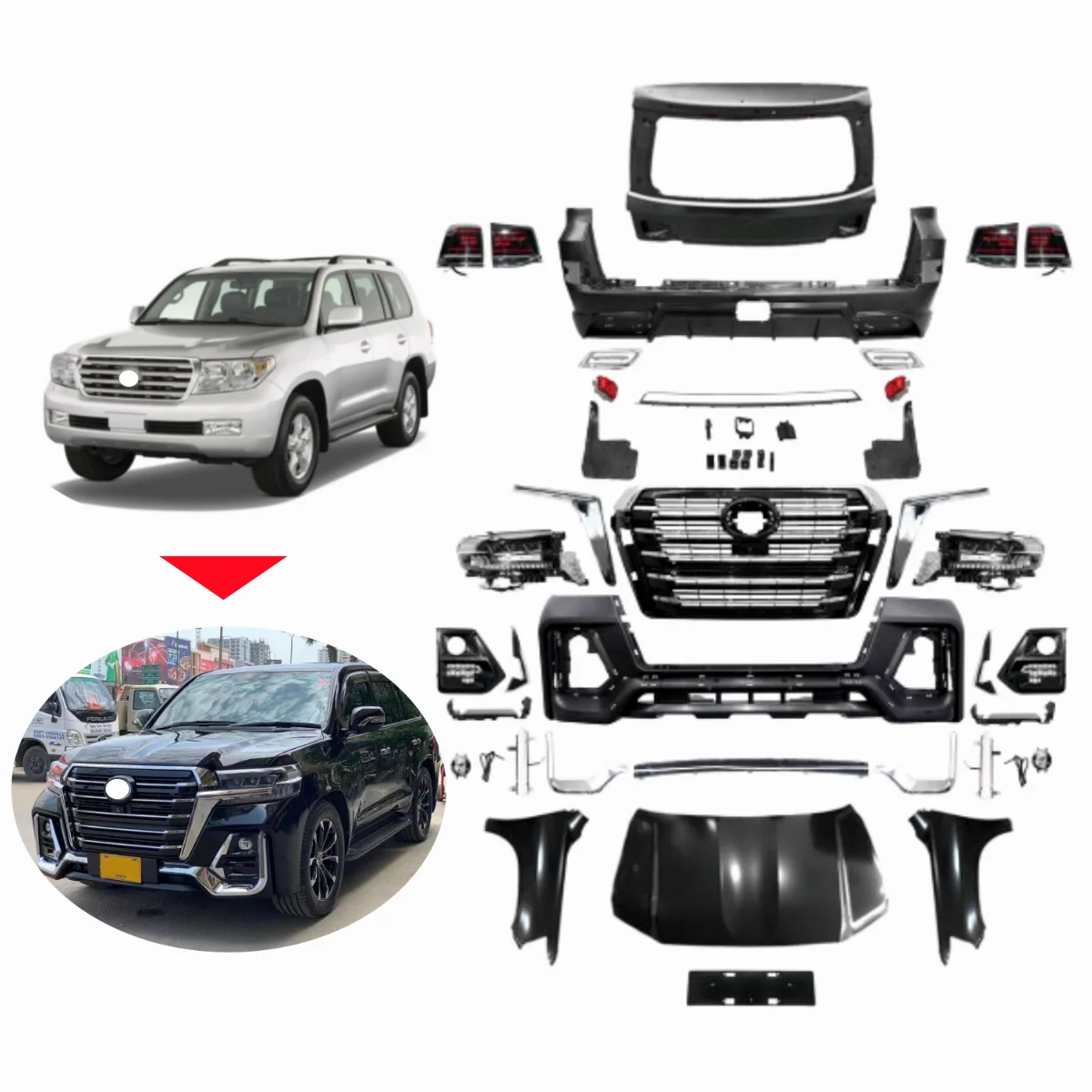 HW 200 08-20 Upgrade to 70th Anniversary Navigator Style Body Kit Car Tuning Bumper For Toyota LC200