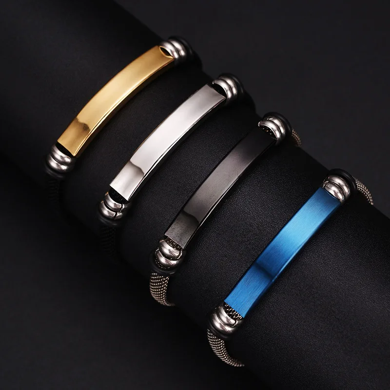 Stocks Selling Romantic Lovers Couples Bracelet With Customized Engrave Trendy Hand Wristband Stainless Steel Chain Bracelet