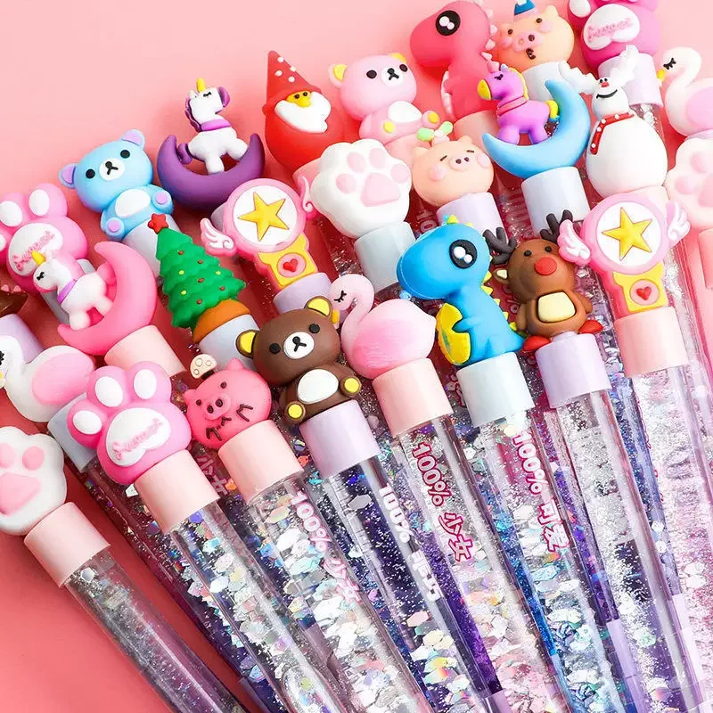 promotion gift cute liquid gel pen kawaii glitter gel pens