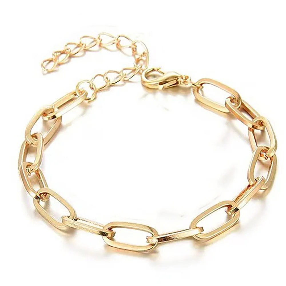 Hip-hop trend personality gold Cuban bracelet boys and girls daily commuting essential