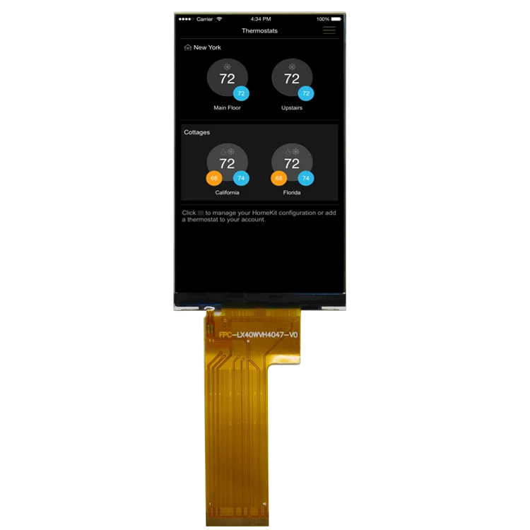 4 inch 450 Nits 480x800 IPS 40 pin RGB or MIPI DSI interface TFT LCD display Screen