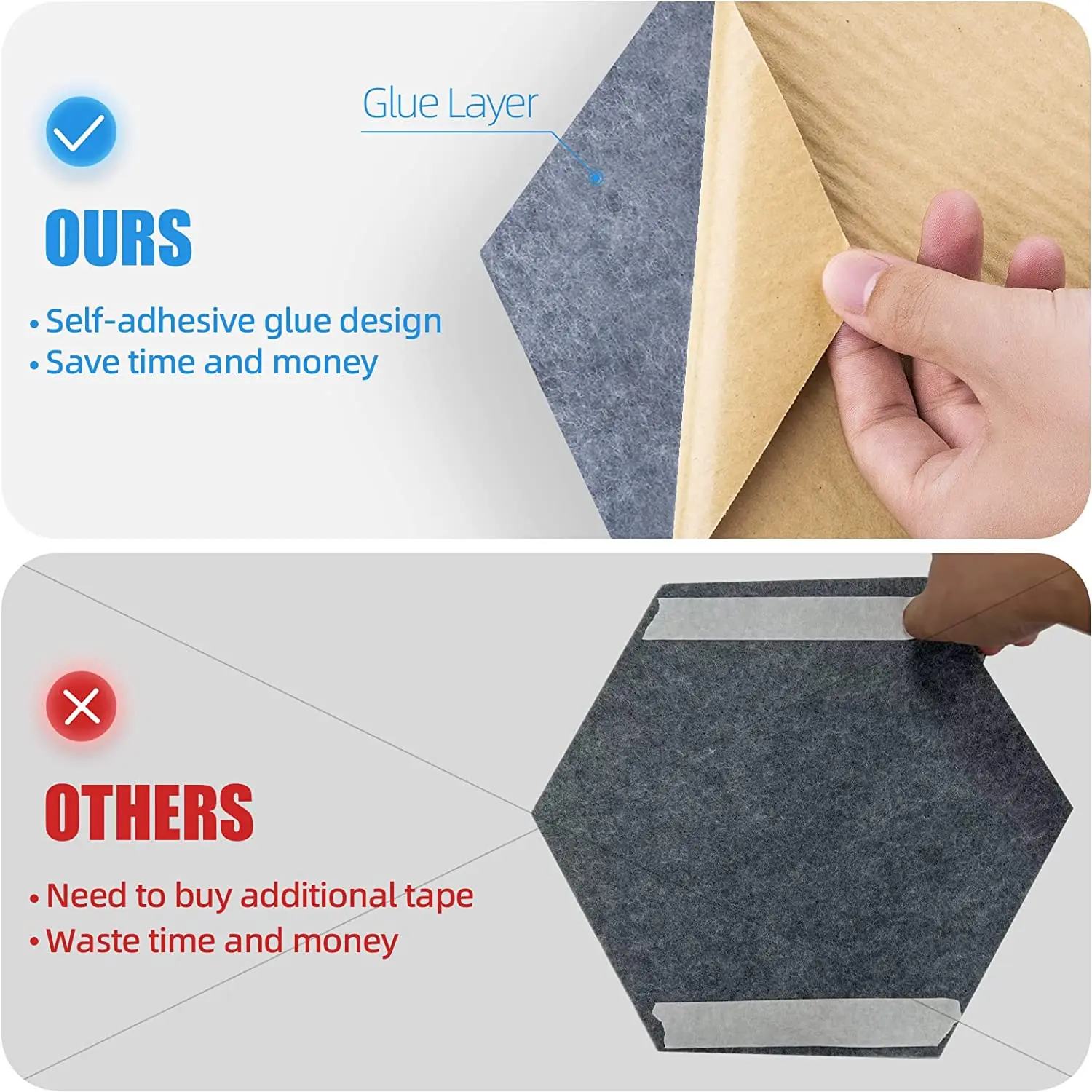 Sound-proof acoustic panels, decorative sound-proof wall panels, sound-absorbing tiles for home and office, white