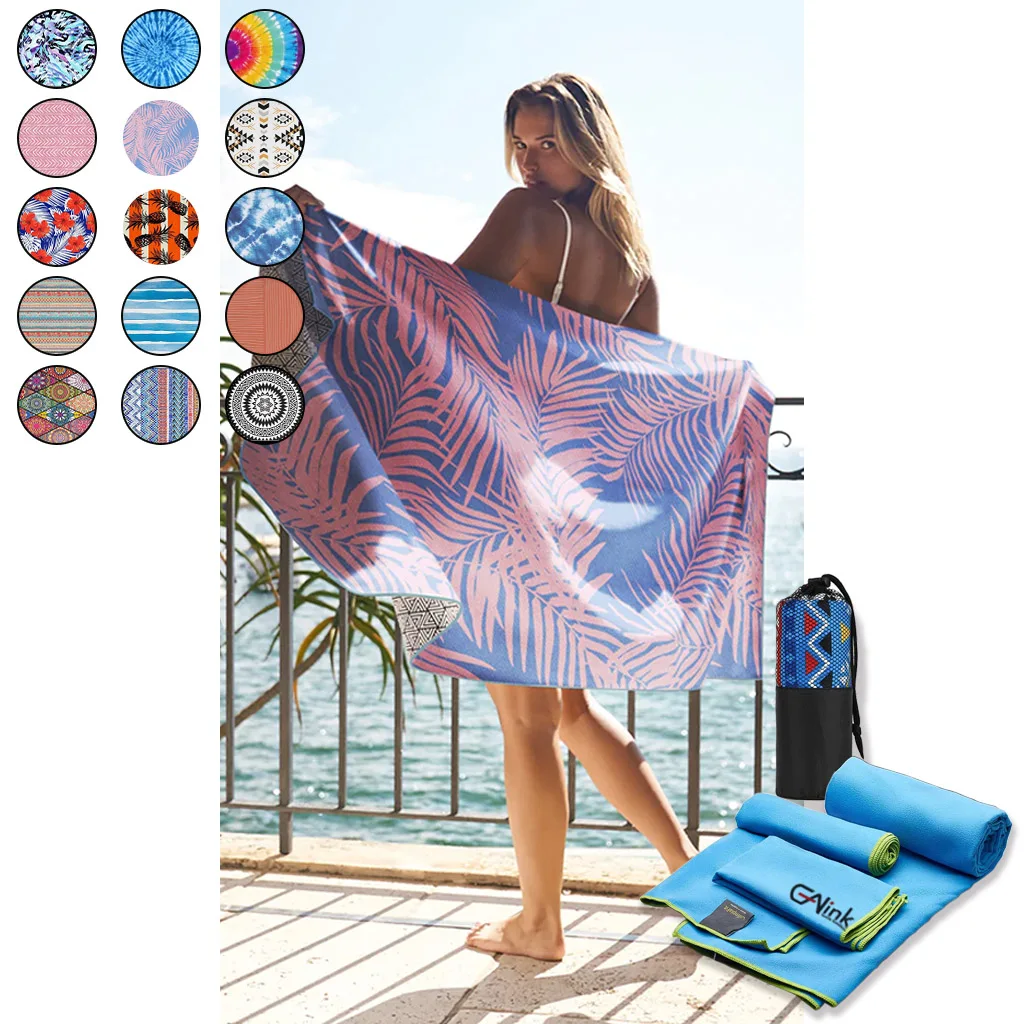 Hot Selling Quick Dry Microfiber Sublimation Beach Towel with Personalized Print Palm Pattern