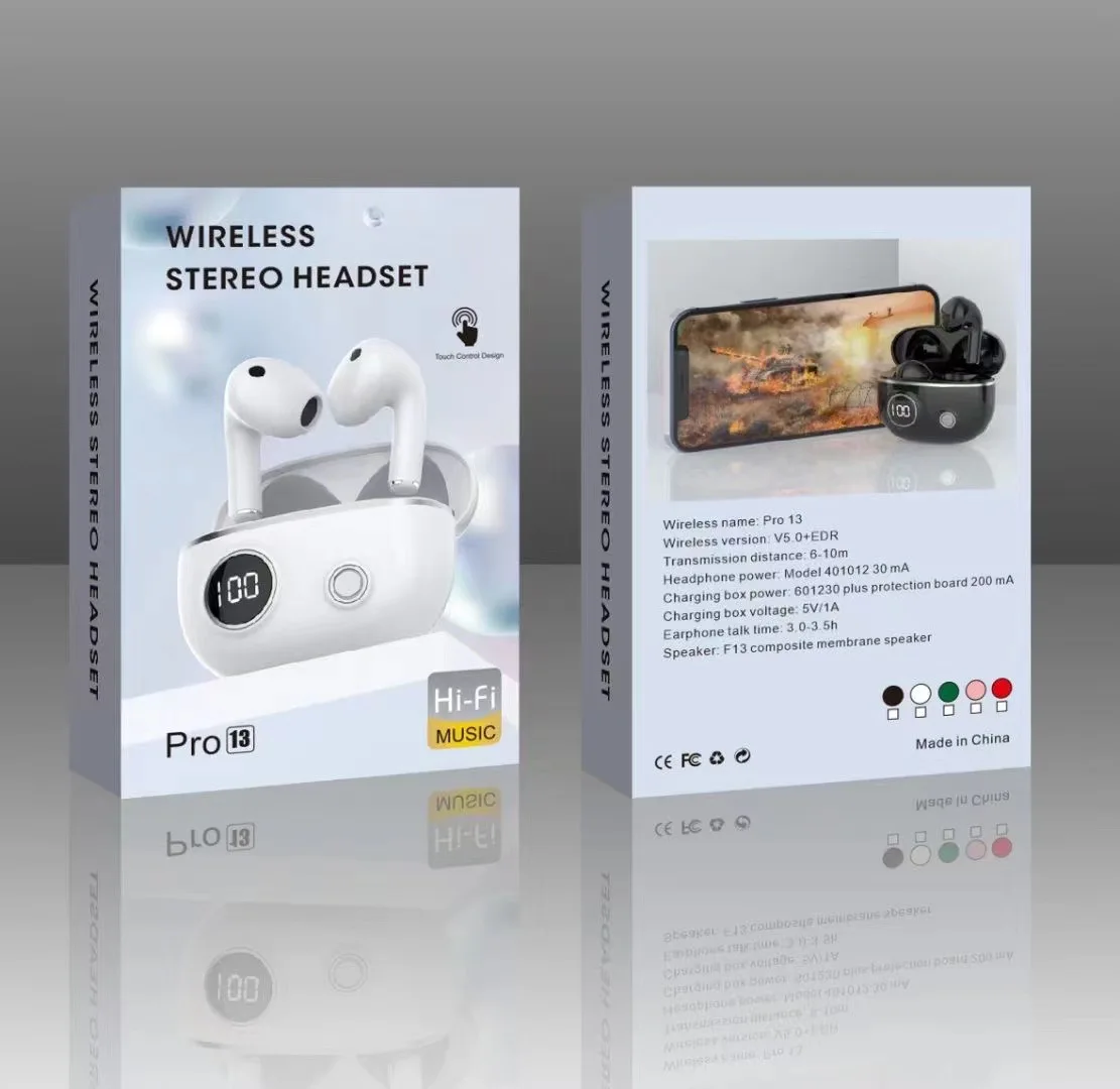 Pro 13 TWS Wireless BT Earphone For iPhone 14 Samsung S21 Sport gaming Headset Waterproof With Mic Headphone Amazon Wholesale