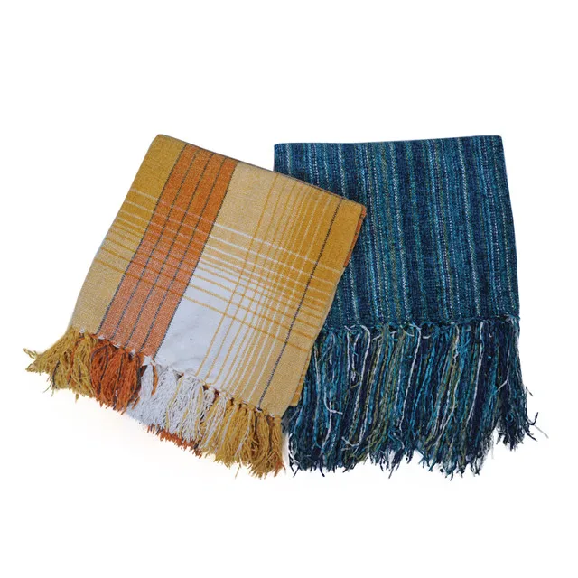 780g wholesale wool blanket shawls luxury eco-friendly winter tartan super cozy woven tapestry 140*170