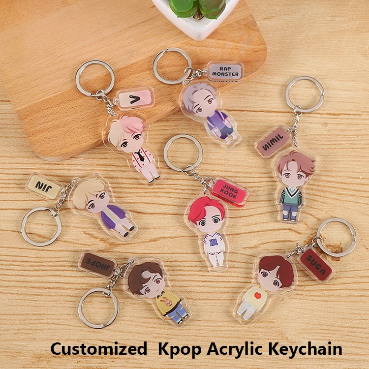 Wholesale Custom Printed Acrylic Charms Cute Anime Plastic Holographic Acrylic Keychain