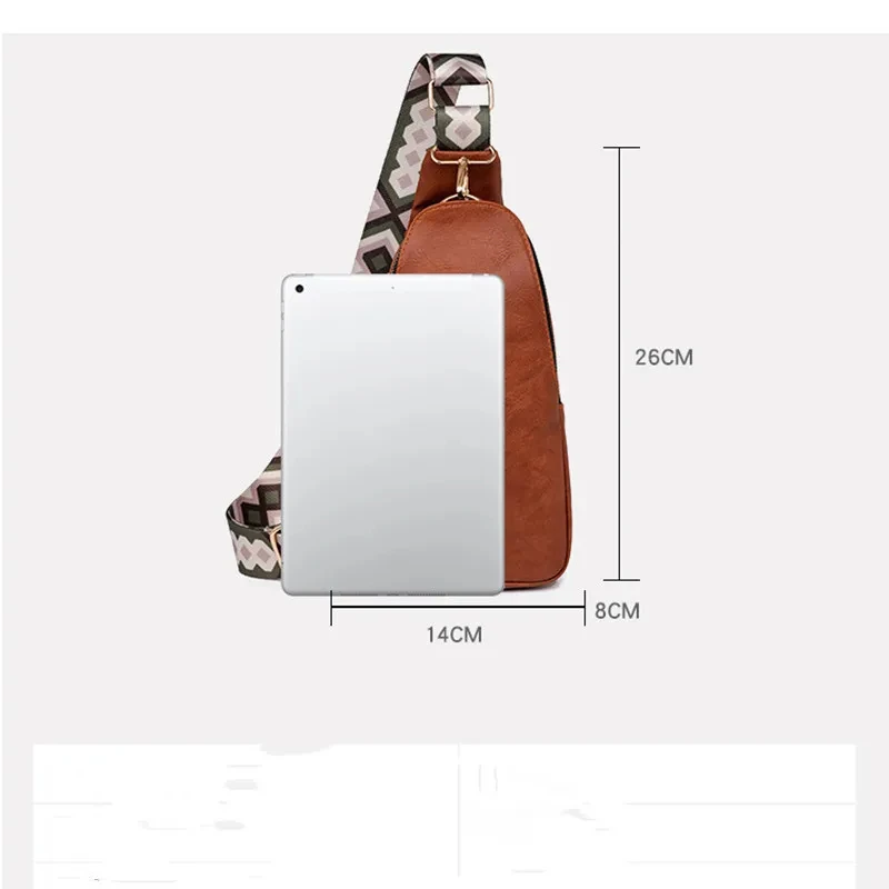 2024 New Texture PU Customize Strap Fashion Chest Bag Minimalist One Shoulder Crossbody Bag Wide Shoulder Strap for Women