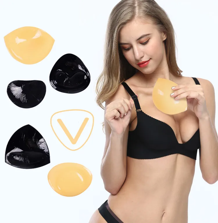 v shape thicken double side adhesive sponge breathable reusable push up bra inserts