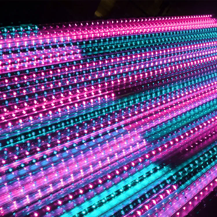 Led pixel light decorative tube 360 degree Meteor DMX 3d vertical flexible digital rgb led tube light