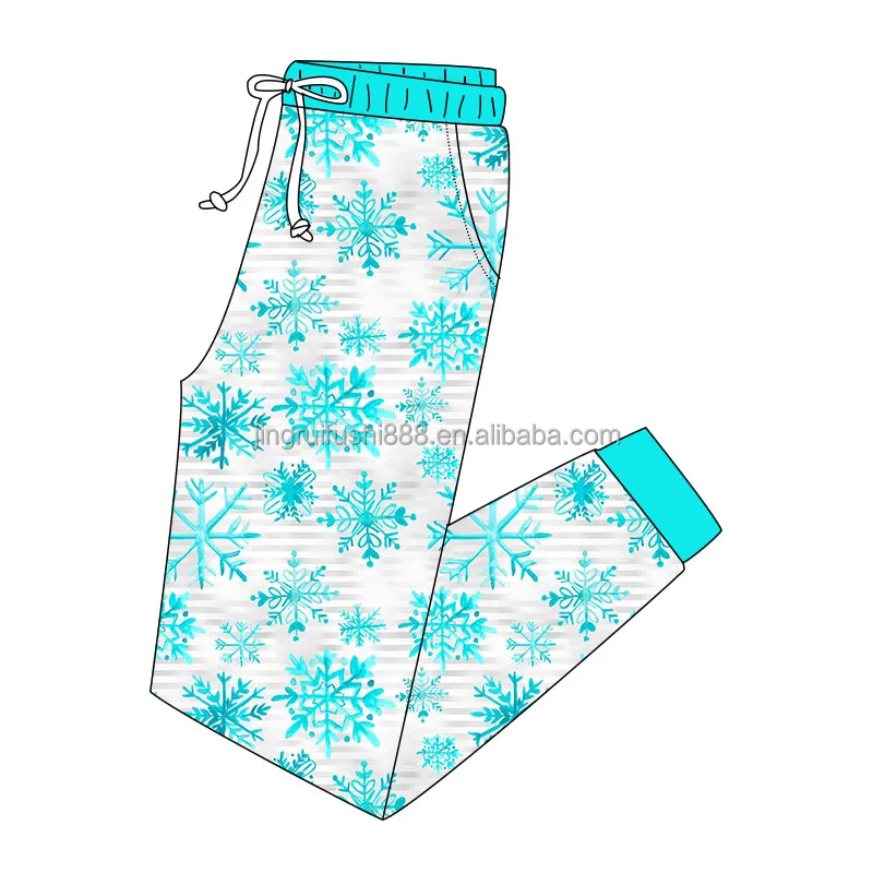 Custom Bamboo Fabric Kids And Adult Jogger Pants Christmas Printed High Elastic Toddler Baby Pocket Pants