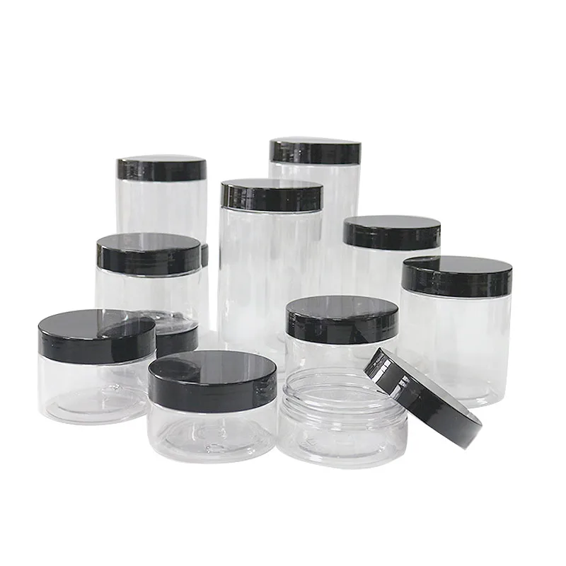 Косметические контейнеры на заказ, 100 мл, 200 мл, 8 унций, 4 унции, 6 унций, 12 унций, прозрачные белые, черные, янтарные, с широким горлышком, пластиковая банка для домашних животных с алюминиевой крышкой для домашних животных
