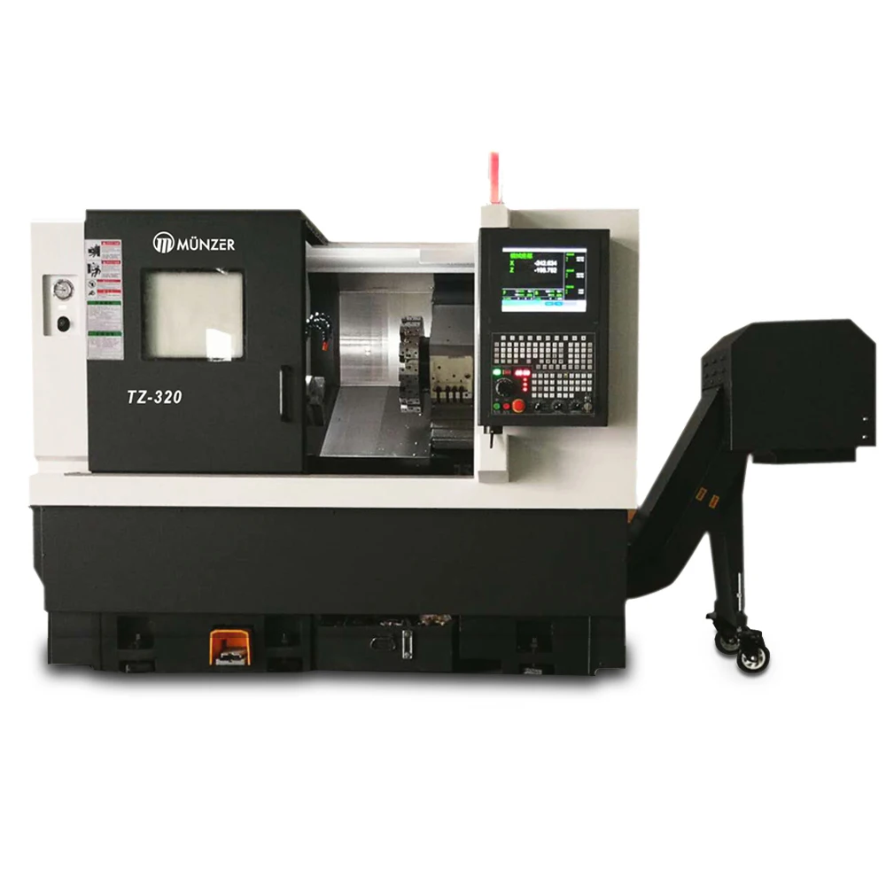 Good price TZ-320 Horizontal Servo Turret Linear Guide rail Taiwan metal CNC lathe turning machine
