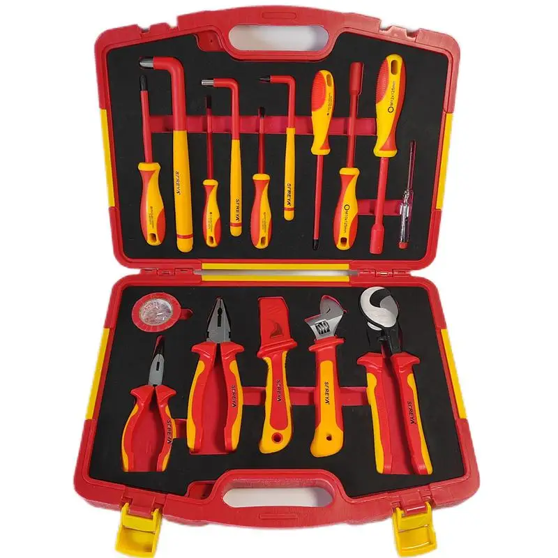 S678A-16 SFREYA VDE 1000V Insulated Insulation tools case double color 16pcs Combination Tool Set kit