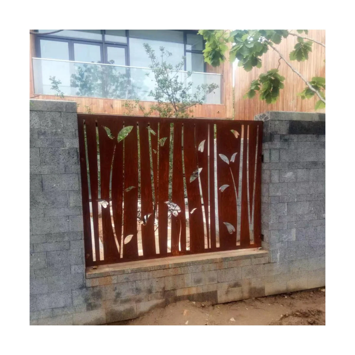 Custom Laser Cut Landscape Corten Steel Fence Panels Decorative Metal Privacy Screen Panels