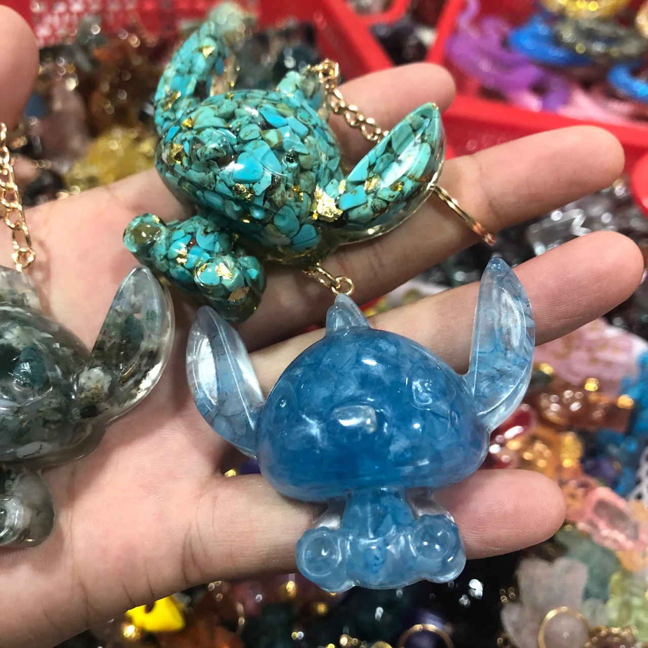 gemstone natural stones bear Keychain Accessories Creative Funny Like Real Keychain 3D Safety