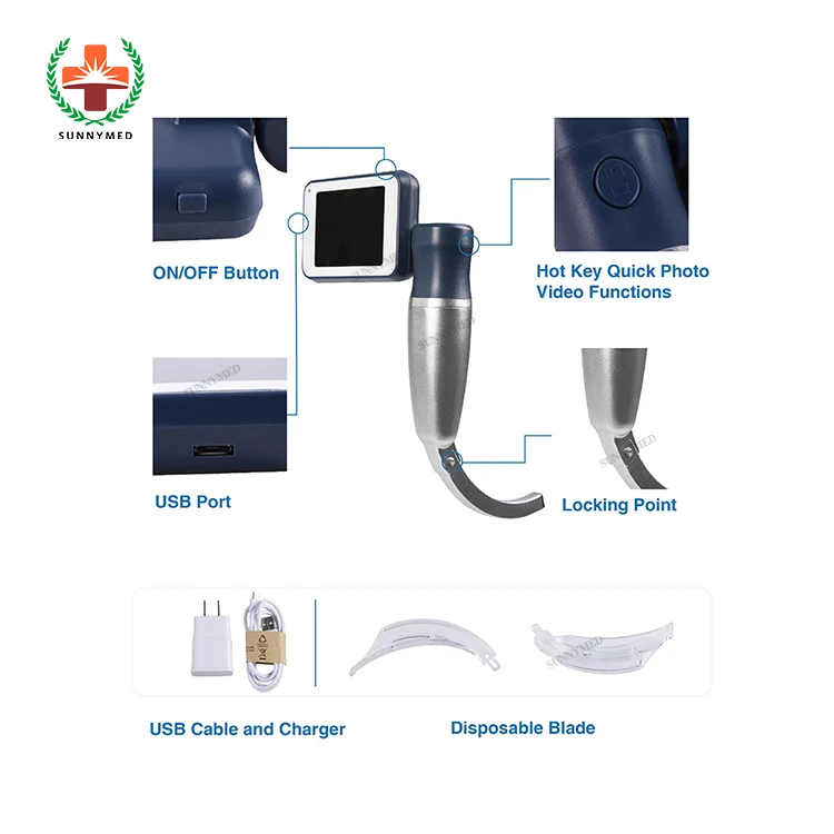  Sunnymed SY-P020N горяч-продавая медицинский прибор для измерения ручной видео Ларингоскоп