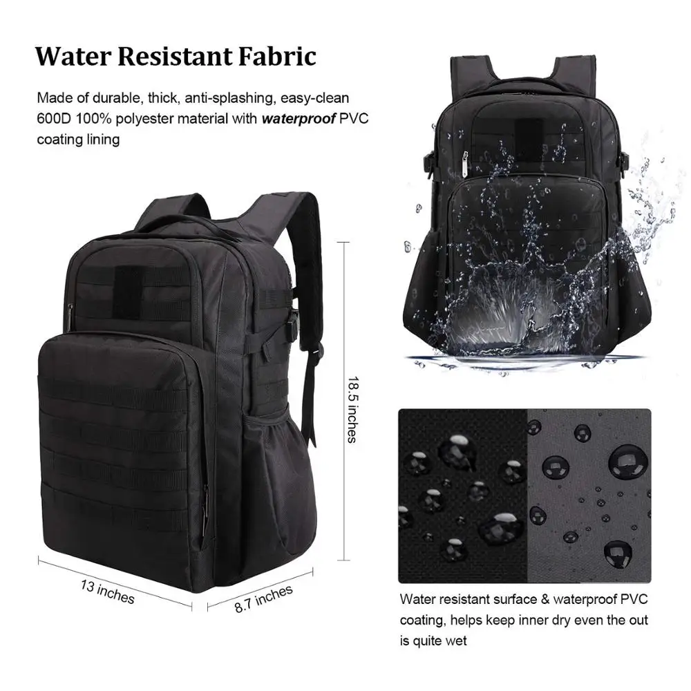 Военный тактический рюкзак, водонепроницаемая большая армейская штурмовая Сумка Molle, сумка для отдыха на открытом воздухе, походов, охоты, рюкзаки