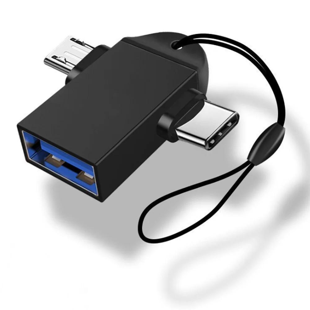 Адаптер OTG 2 в 1 с USB 3 0 «Мама» на Micro «папа» и C из алюминиевого сплава Переходник