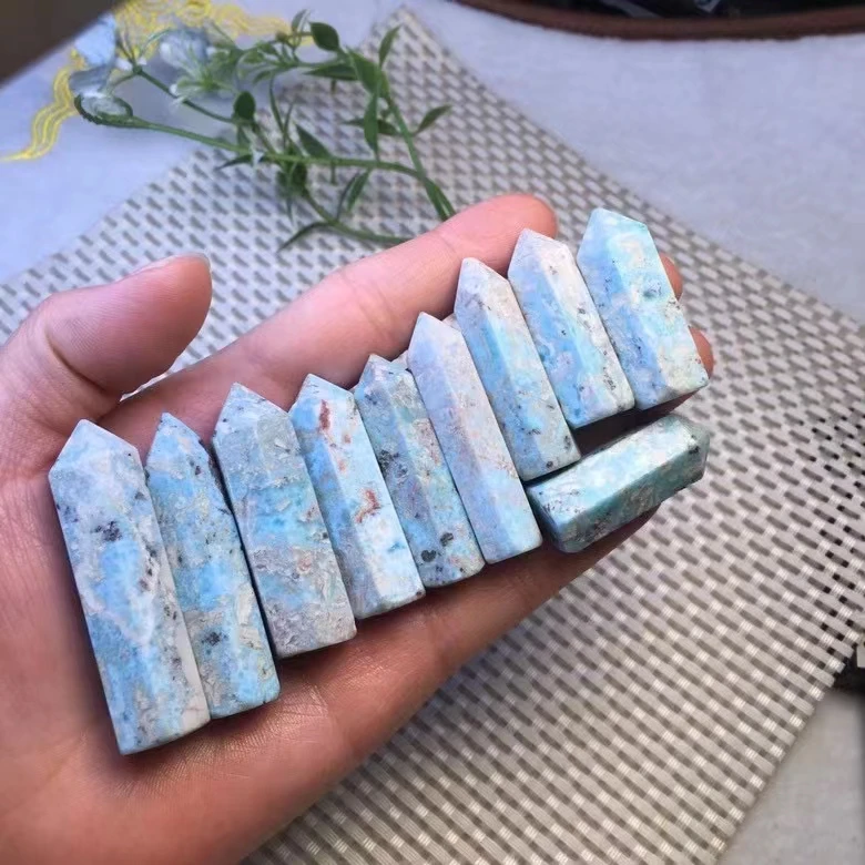 Wholesale natural rare crystal towers crystal tower moq 1 Crystal Larimar Towers For feng shui