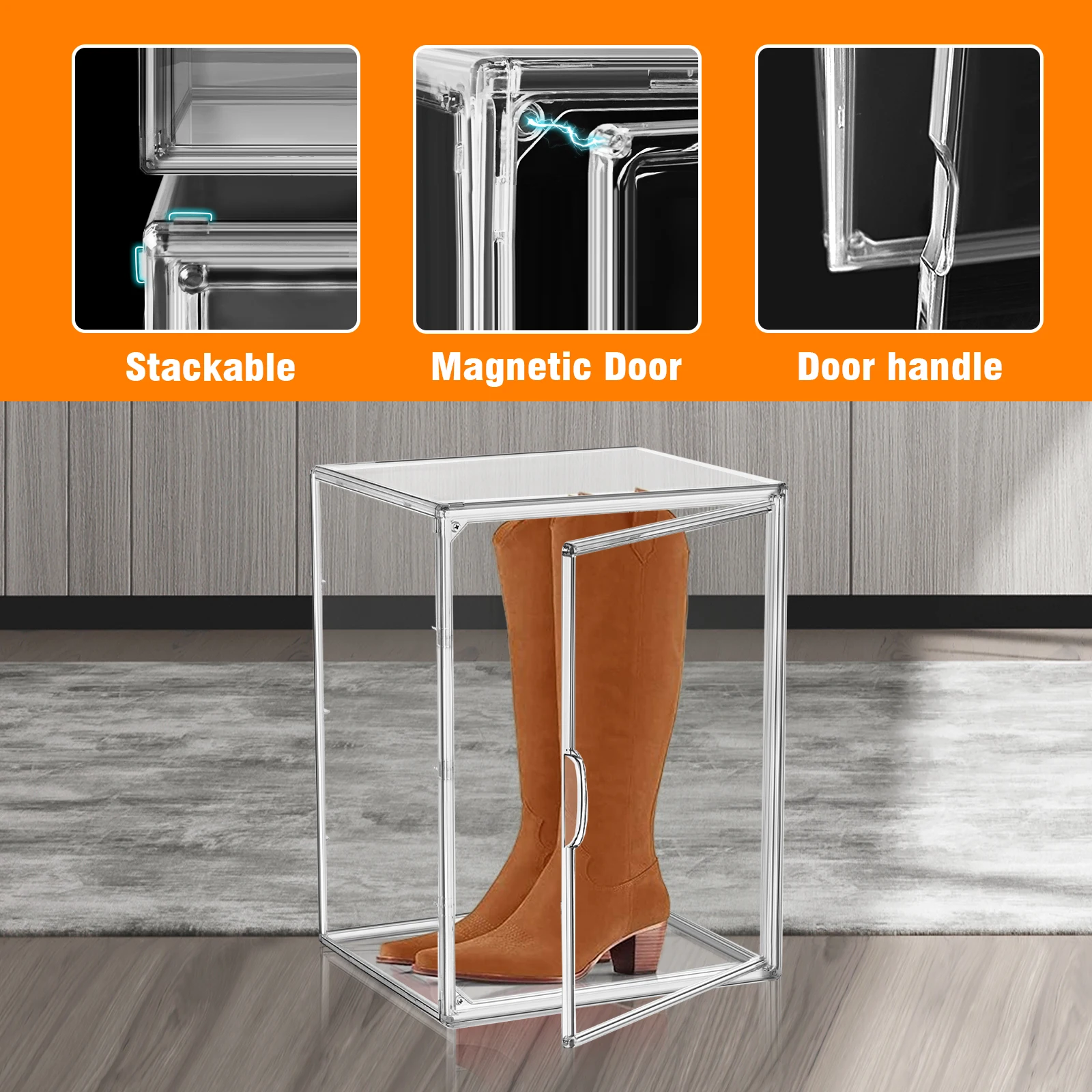 Wholesale Transparent Foldable Shoes Organizer Box Collapsible Portable Shoe Rack Organizer Shoe Case