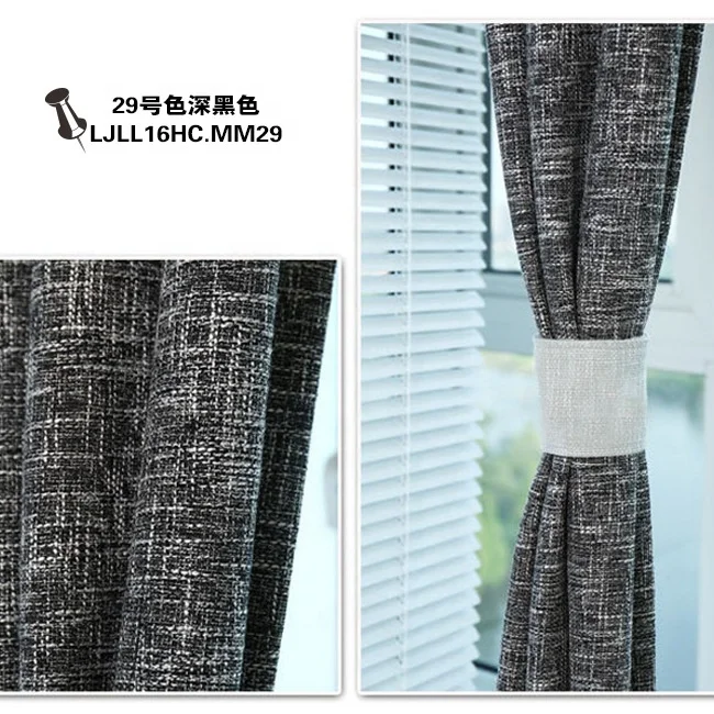 Supplier High Quality luxury Plain Cotton Linen Curtains for Windows thick nice grommet curtain panel