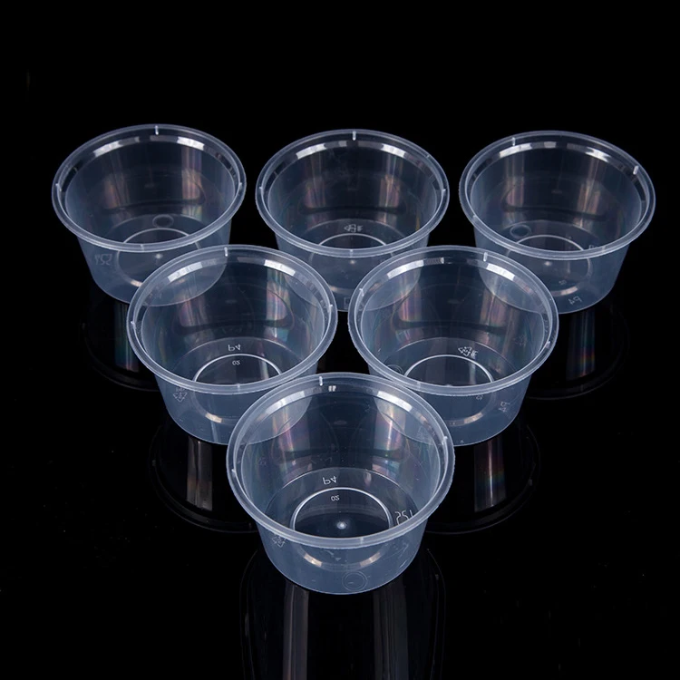 Прозрачный пластиковый одноразовый соус с крышками, 1 унция