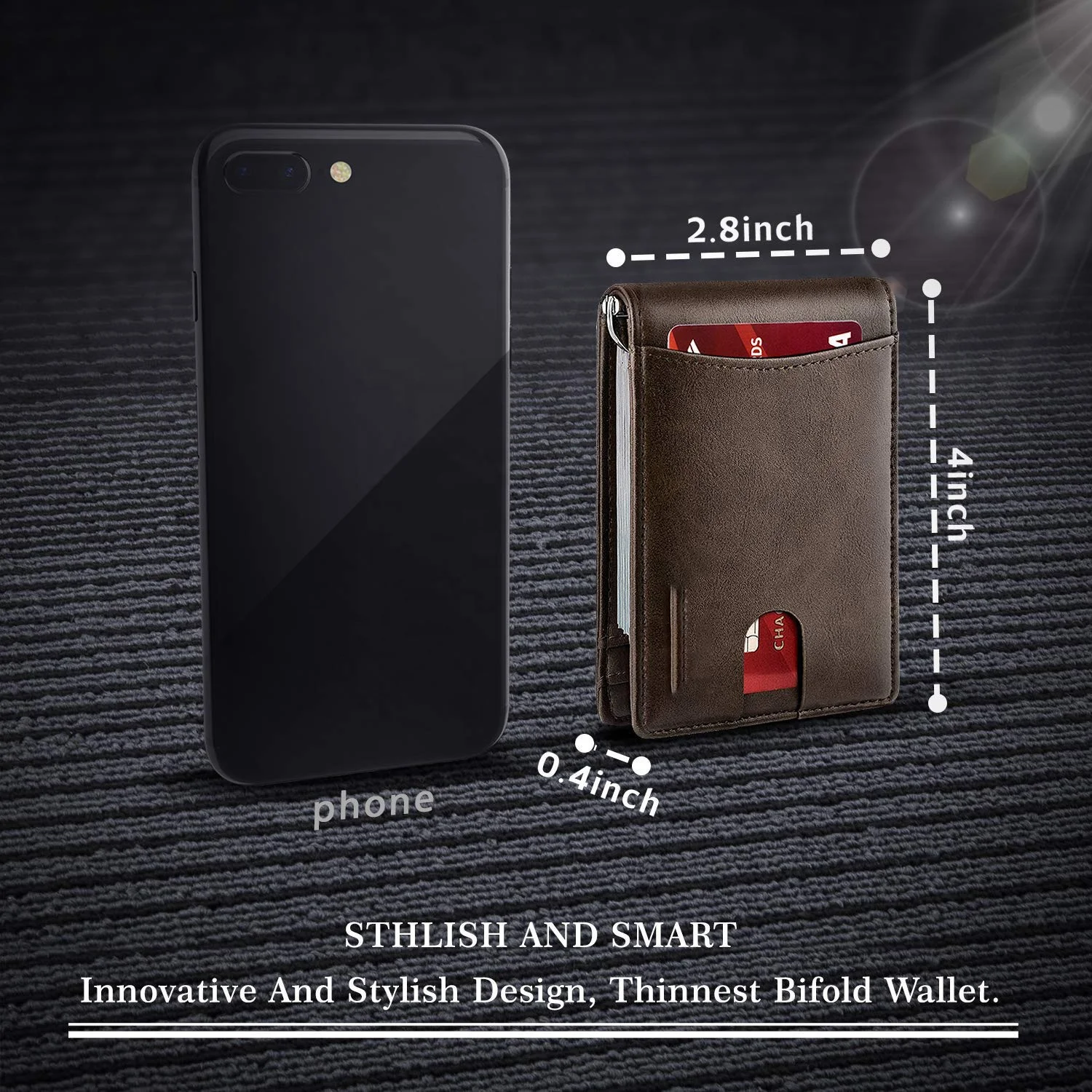 Custom Stylish PU Leather Sublimation Minimalist RFID Blocking Credit Card Wallet Money Clip Wallet for Men