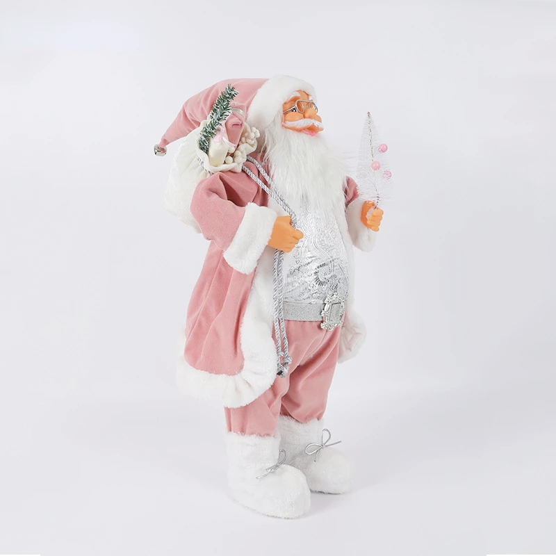30cm/45cm/60cm Christmas Pink Santa Claus Doll Ornaments Merry Christmas Decorations For Home Xmas Ornaments Gift Happy New Year