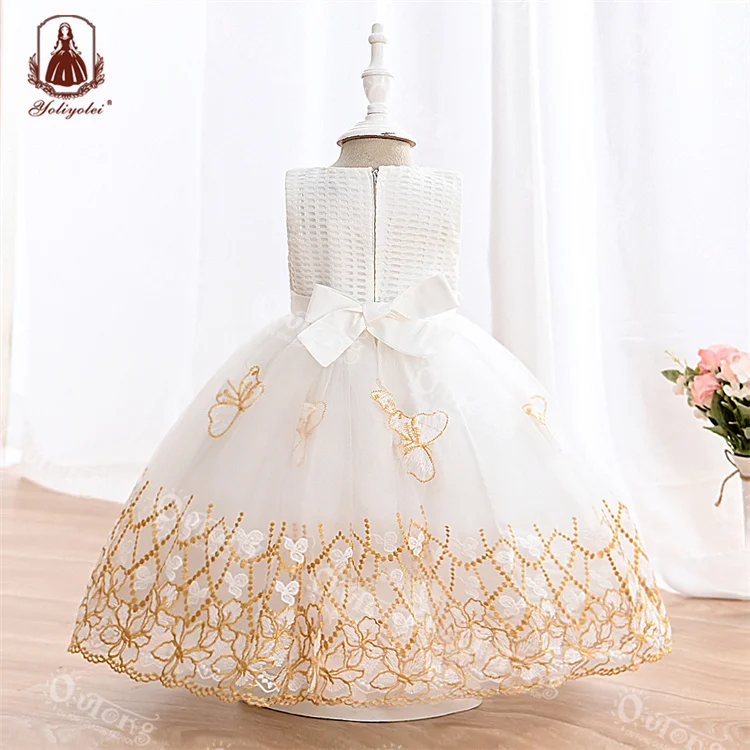 Yoliyolei 2023 Pink Elegant Skirt Sleeveless Fashion Formal Dress Bead Collar Girls Tiered Heart Textured Dresses