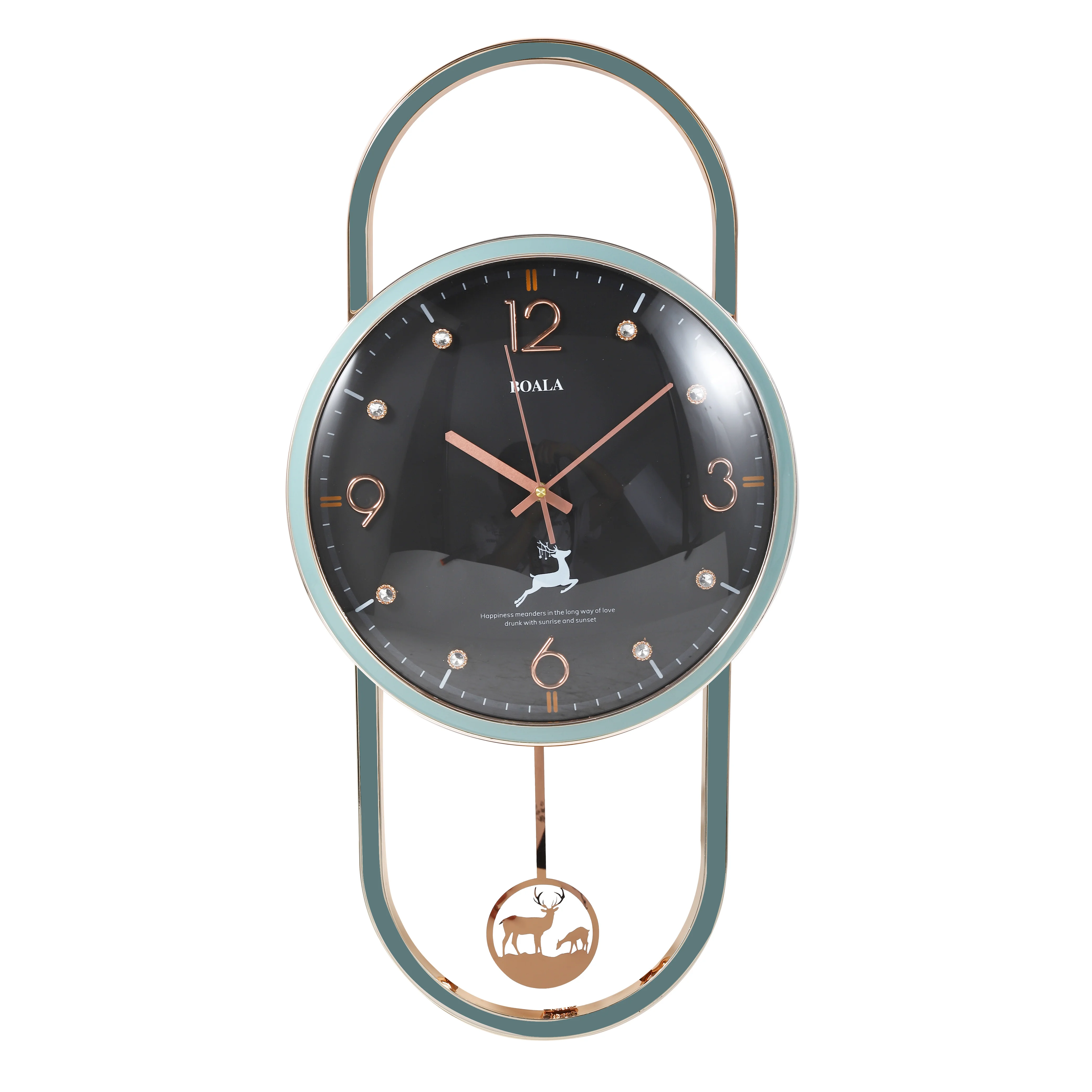 Luxury Modern Swing Copper Gold Pendulum Design Vintage Wall Clock 73*36 cm