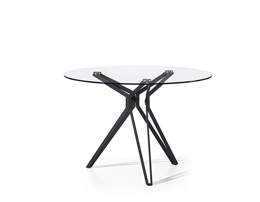 Modern Simple Dining Table Clear Glass&Metal Leg Fast Food Restaurant Kitchen OEM Engineer Living Packing Room Modern Furniture