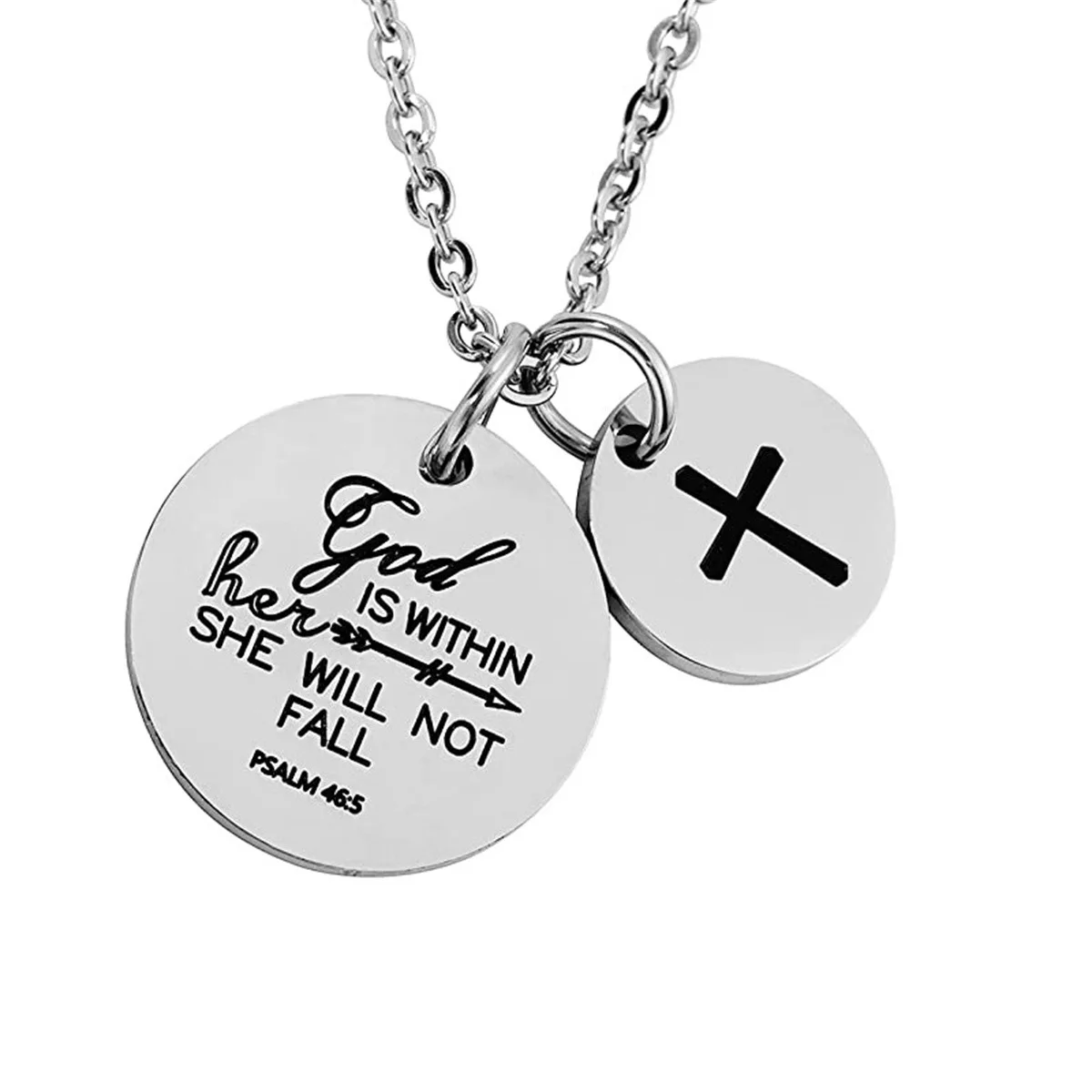 CAIOOCHE Engraved Proverbs Necklace Christian Bible & Faith Jewelry Necklace Stainless Steel Custom Necklace Factory