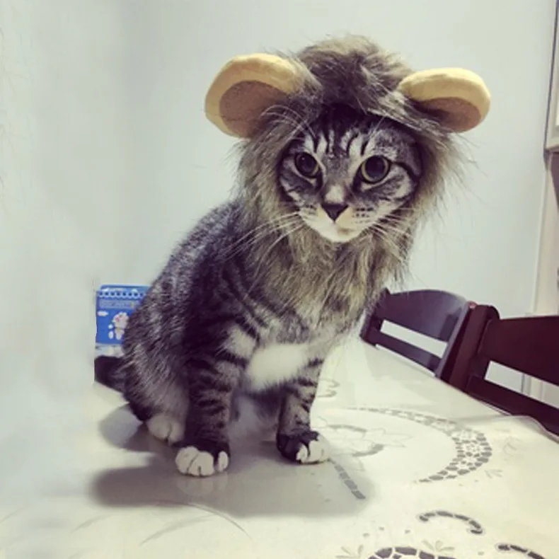 Wholesale Manufacture Pet Supplies Funny Lion Mane Wig With Ears Fancy Costume Dog Wig Hat Cat Lion Fur Headgear