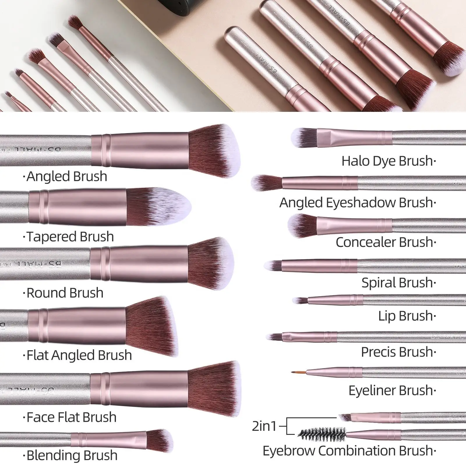 Brushes Holder Case 14 Piece Purple Cosmetic Make up Brush Kit Private Label Makeup Brushes Set