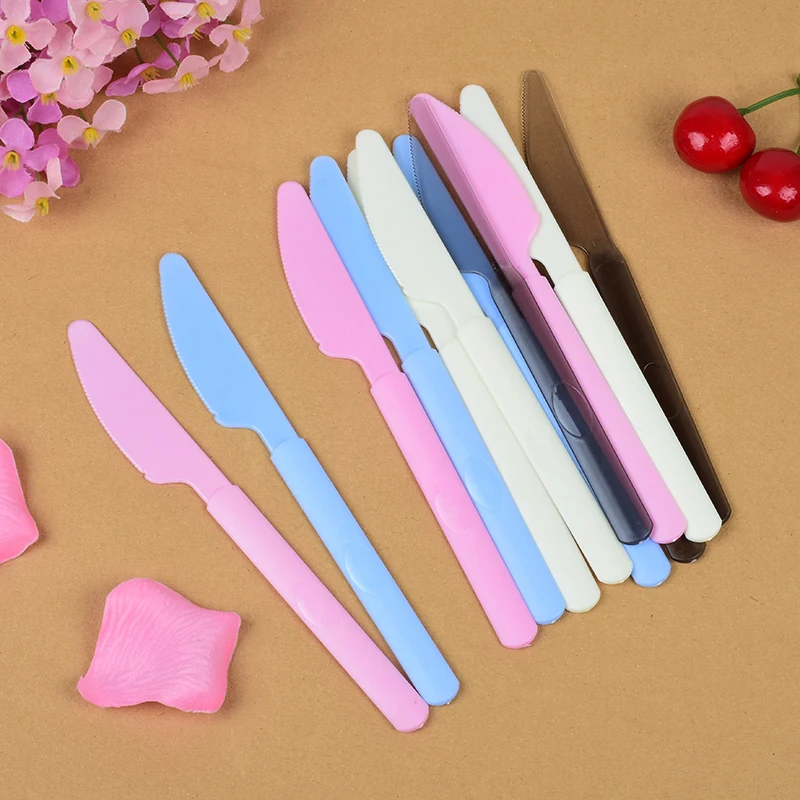 Disposable color plastic knife thickened individually loaded cutting knife takeaway steak knife