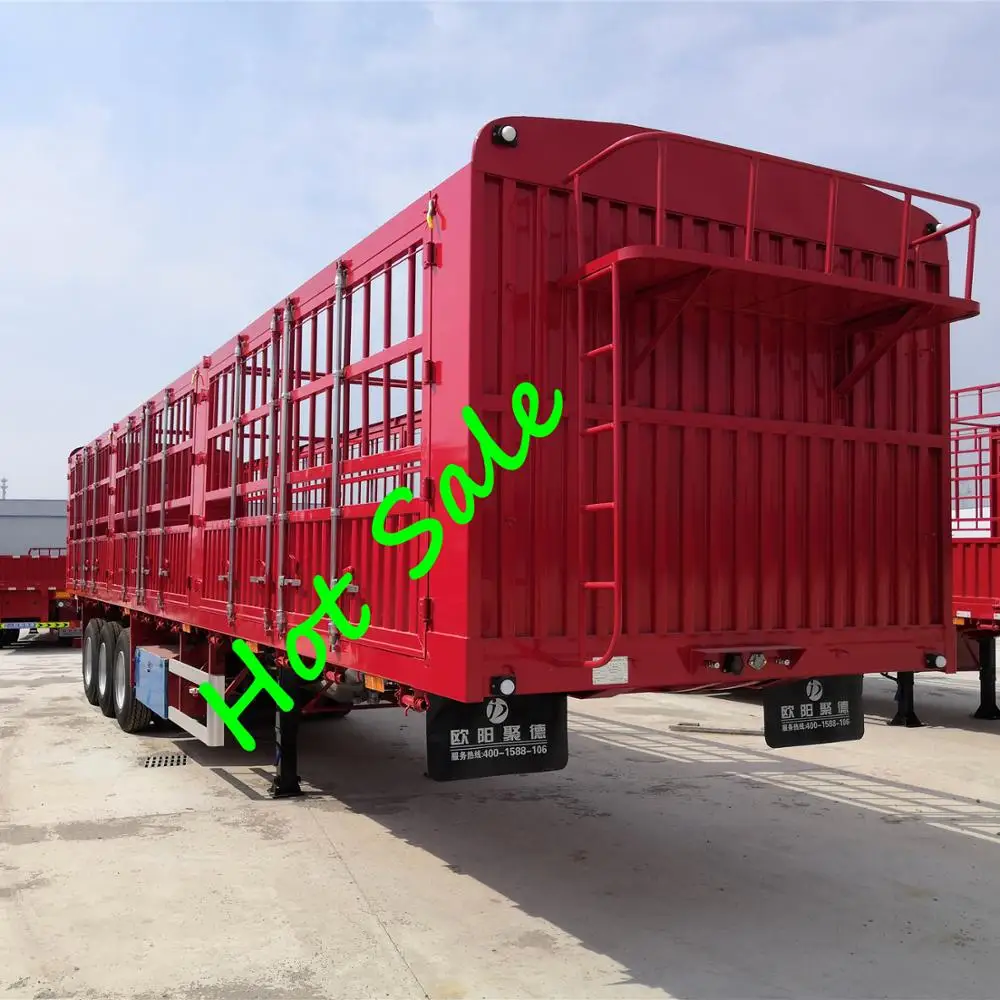 OYJD Trailers 3 axles big open door utility 40ft flatbed trailer fence use furniture food office equipment computer