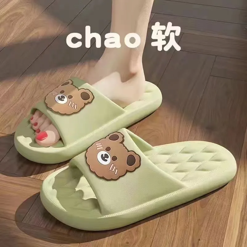 Puppy slippers female summer household Korean version of rhombic slippers bathroom non-slip bath sandals for women cross-border