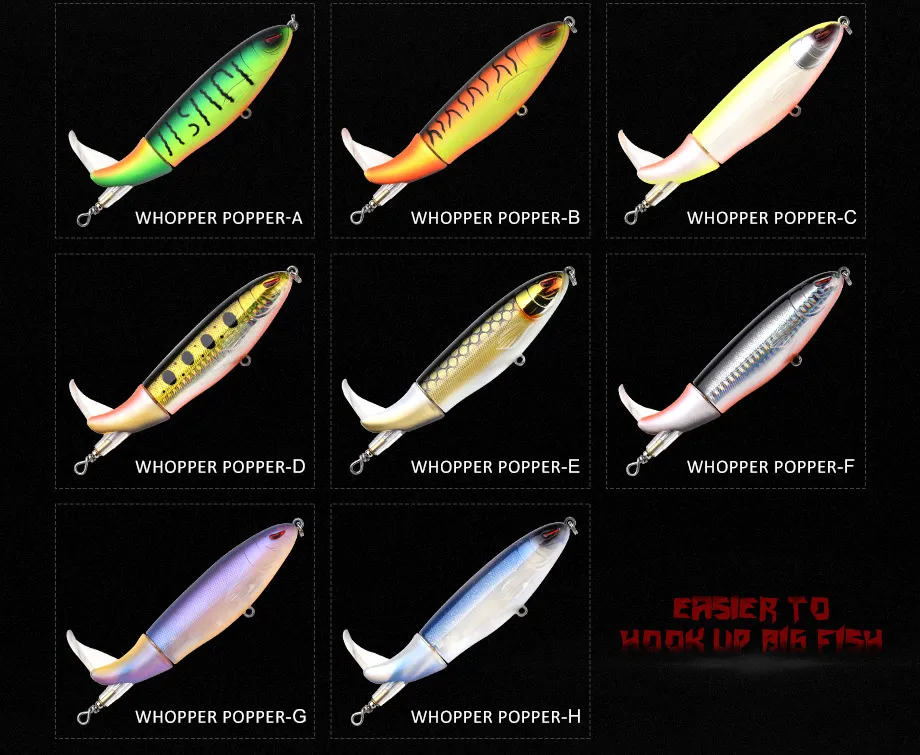 Whopper Popper 9cm/11cm/13cm Topwater Fishing Lure Artificial Bait Hard Plopper Soft Rotating Tail Fishing Tackle Geer