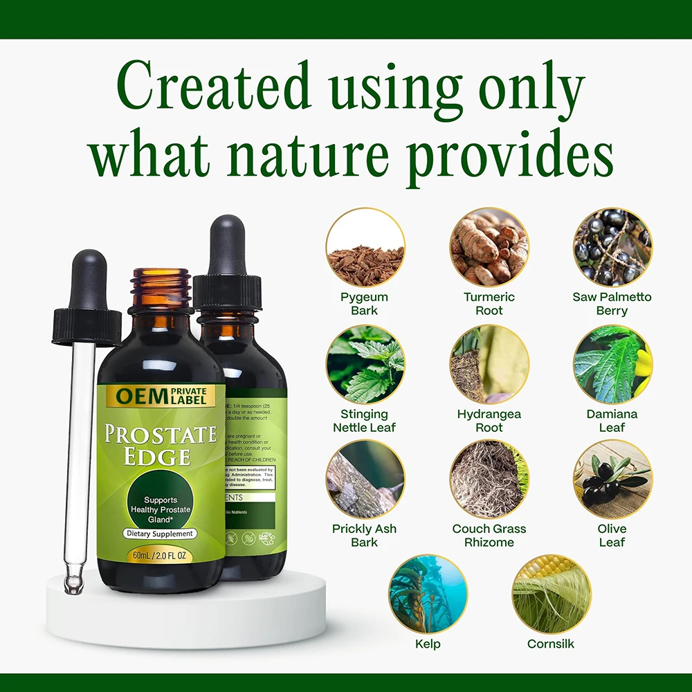 OEM Pure Prostate Drops Organic Saw Palmetto & Herbal Extract Prostate Supplements for Men Support Prostate Health
