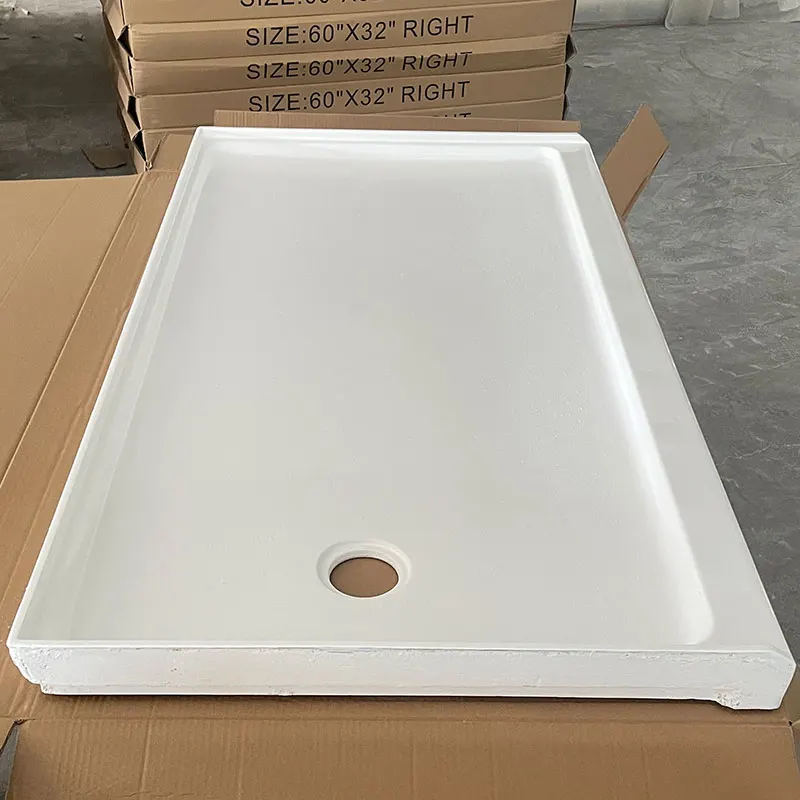 Shower Bases White Fiberglass Culture Marble Shower Trays Shower Pans for Bathroom