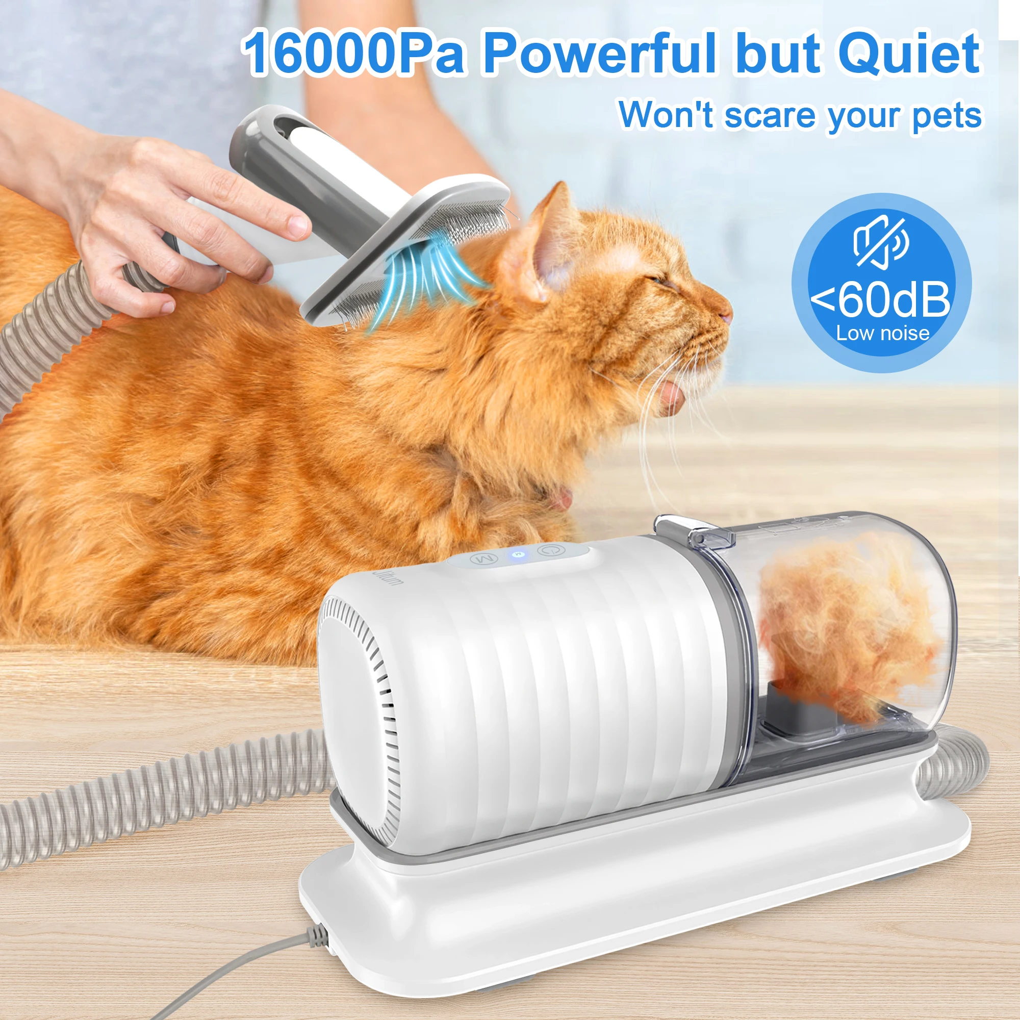 8 in 1 multi-functional electrical pet hair trimmer machine grooming vacuum kit for pets