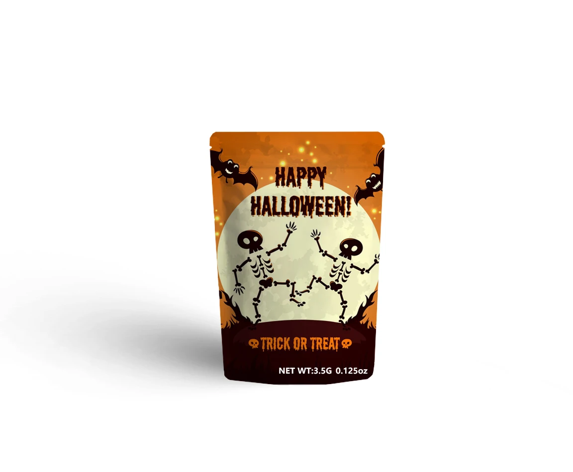 Wholesale Halloween Cartoon Sweet Candy Bags All Saints Halloween Pumpkin Plastic Zip Lock Custom Composite Bag For Food