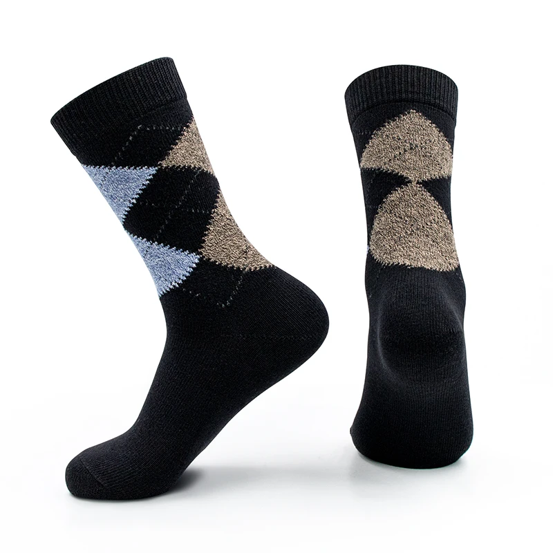 oem custom luxury new graphic black green argyle jacquard cotton hemp bamboo formal dress crew sock with stripe for business men