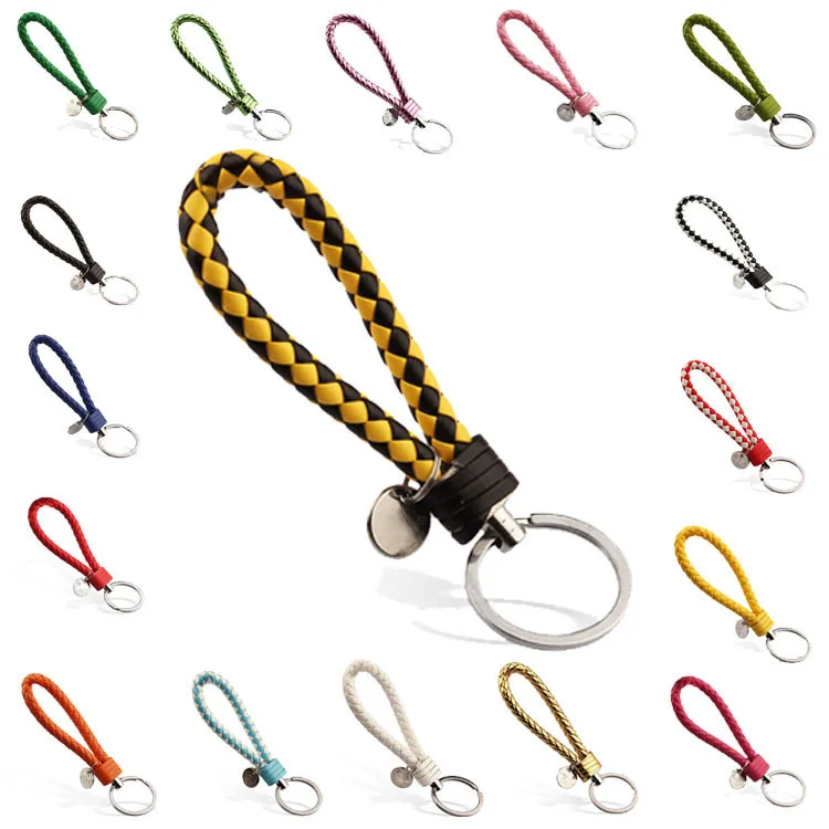 Braided Weave Pu Leather Promotion Gift Car Key Keychain