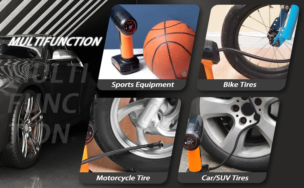 New Portable Cordless Electric Air Pump Multifunctional Car Tire Inflator Automatic Stop Air Pump Car Air Compressor