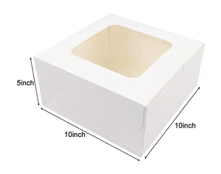 10x10x5 INCH  CHEAP FOLDING WHITE CAKE BOXES WITH WINDOW