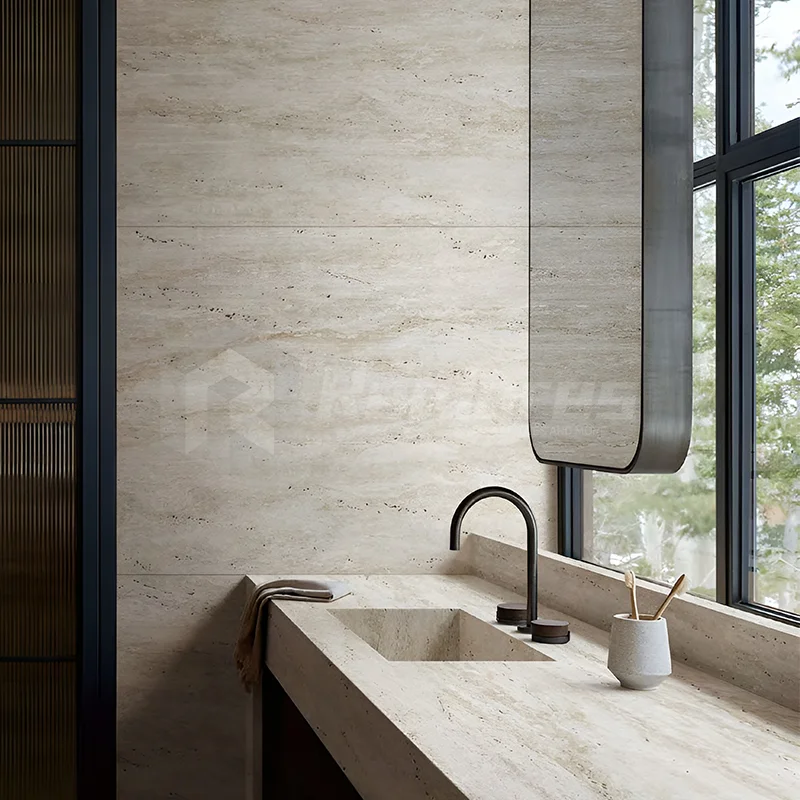 Realgres Interior Glazed Travertine Wall Tile Sintered Stone For Apartment Or Hotel Kitchen Countertop