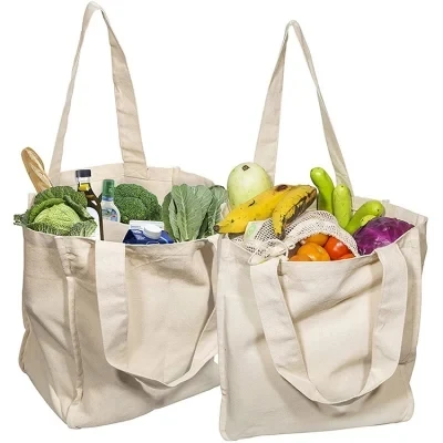 Wholesale Organic Muslin Calico White Canvas Cotton Drawstring Tote Bag Small Cotton Linen Blend Custom Tote Bag