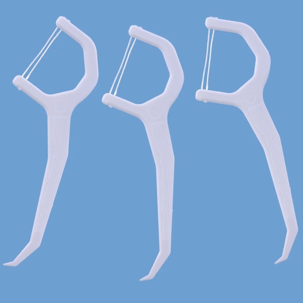 Customized Dental Flossing Flosser Stick Mint Flavored Double String Twin Line Dental Floss Picks