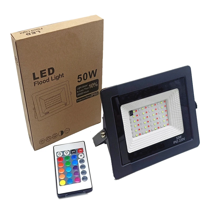 Уличный декоративный RGB-светильник, 100 Вт, Светодиодный прожектор 10 Вт, 20 Вт, 30 Вт, 50 Вт, 100 Вт, 200 Вт, Светодиодный прожектор RGB, белый, теплый белый цвет